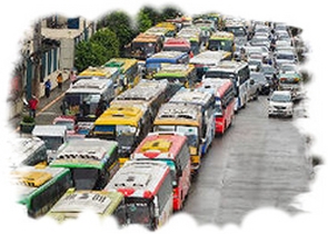 A road full of buses