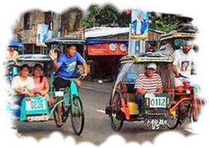 two peddle carts on the street