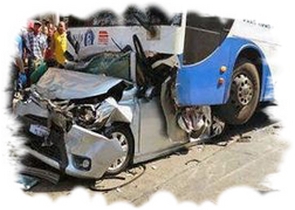 Bus that ran over a car